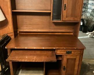 Nice Solid oak computer desk with buffalo token accents