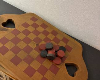 Hand painted and carved chess board