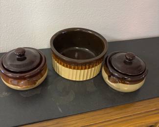 Stoneware Crocks and ramekin