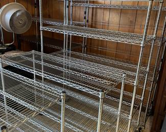 These are PRE- SALE items -  there are 2 (TWO) 3 tier wire racks no wheels - 37" H 47 1/2" W and  18" D - the items are priced separately and sold AS IS -priced at $59 plus 7 % sales tax.  