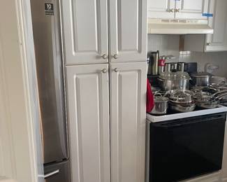 This is a PRE-SALE item -   There is 1 (ONE) Pantry Style 4 door cabinet with Shelves -  83" H 24" D and 24" W  - Items is sold AS IS and priced at $95 plus 7% sales tax.