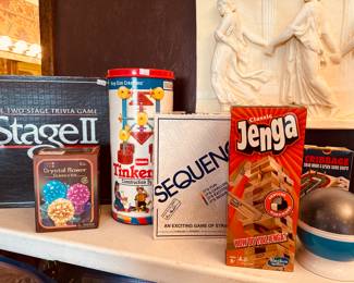 Tinker Toys, Jenga, Sequence, Stage II box games