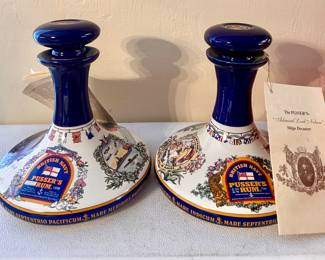 Vintage Large Version British Navy Pusser's Rum Porcelain Decanter
