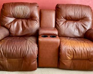 Leather reclining/rocking media chairs