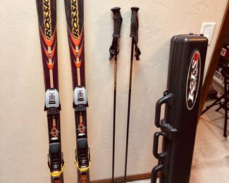 Rossignol skiis, Smith poles, and carrier