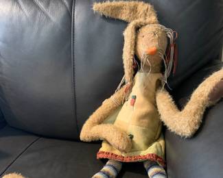 Zwergnase mohair rabbit “Ortrude” signed by artist. Carrot jumper. #7 of 50.  24”