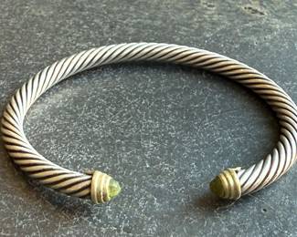 David Yurman Cable Cuff with Peridot, .925 and 14K