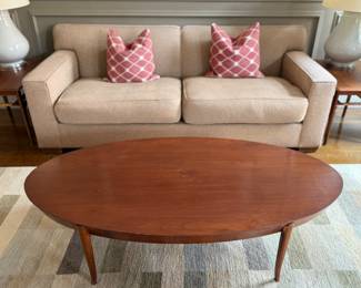 T.H. RobsJohn-Gibbings for Widdicomb MCM Oval Walnut Coffee Table