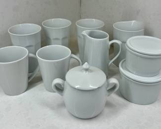 Porcelain Cups, Glasses, Creamer & Sugar Bowls