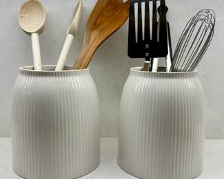 (2) West Elm Utensil Holder & Assorted Utensils