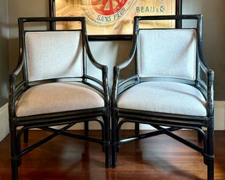 (2) McGuire Bamboo & Rattan Armchairs