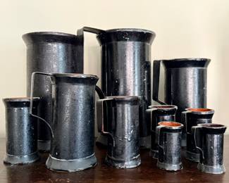 Antique French Pewter Measuring Tankards