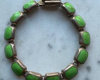 Vintage Mexico Bracelet with Green Stones