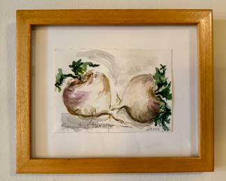 “Sprouting Turnips” Watercolor, Signed