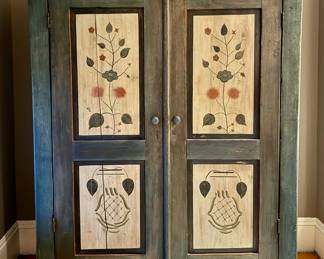 Antique Hand Painted Pine Cabinet