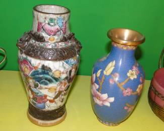 Cloisonne and other vase