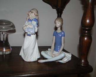 Lladro Ballerina and Nao Girl with doll (mushroom not for sale)