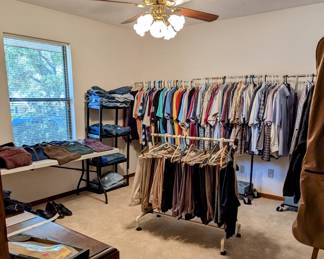 LARGE ROOM of NAME BRAND Men's Clothing in PERFECT Condition - L and XL.