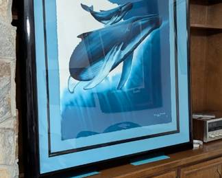 Very Large - Robert Wyland Original Watercolor - "Open Ocean" $30,000. Black Lacquer Frame. 54" x 44"