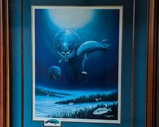 Wyland Signed Print - "Manatee Visit" Artist Proof, with Thumbprint (1996)  - $1,600.  Number 30 of 200.  39" x 33" 