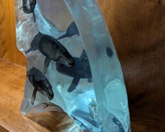 Wyland Lucite Sculpture - "Ocean Wave" - $7,000.  11.5" wide, 7.5" deep.