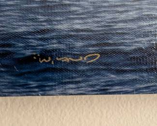 Wyland signature on "Whale Flight"