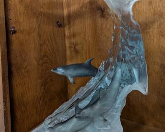 Wyland Lucite Sculpture - "Ocean Wave" - $7,000.  21.5" tall by 9.5" deep.
