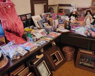 Frames, dolls, school supplies misc