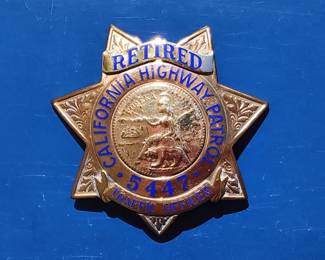 Ultra rare CHP Retired Traffic Officer's badge - Made by Blackinton with proper 14K Gold Filled mark and maker's mark on back 