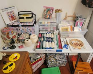 Sewing Boxes , Boxes of Buttons  & Needle Point Items