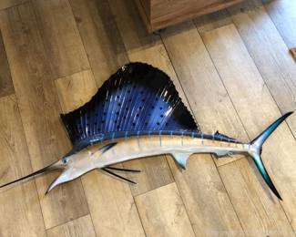 Metal Blue Sailfish Wall Decor