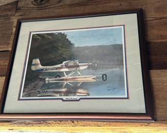 Framed Signed and Matted Aviation Art Misty Morning by Sam Lyons