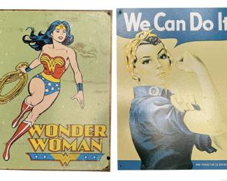 Wonder Woman and Rosie the Rivetor Tin Metal Wall Signs