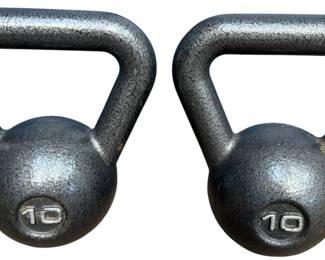 Pair of 10LB Cast Iron Kettle Bells