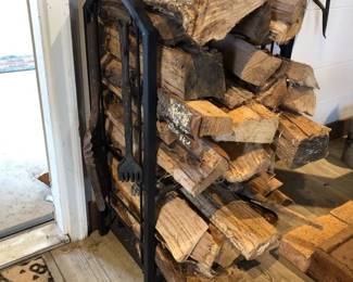 Metal Firewood Rack with Firewood