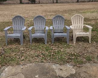 4 Durable Plastic Adirondavk Chairs