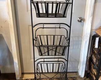 3 Tier Black Metal Floor Basket