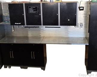 Snap off 8 Piece Workshop Garage Cabinets with Personal Workspace