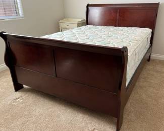 Sleigh Bed, End Table, Mattress/BS