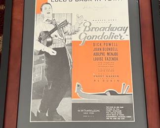 Art Lulu's Back in Town Broadway Gondolier signed by Skeeter Slaughter 1935