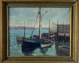 Art Original Fred Monroe Wheeler 1870-1967 Oil on Canvas c 1935 Sailing
