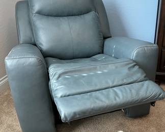 Ashley Electric Leather Recliner Slate Blue