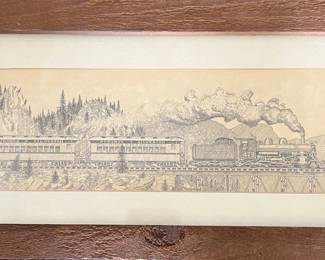 Art #473 Durango Silverton Colorado Train Sketch F.A. Ray