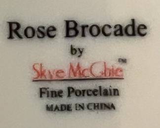 Rose Brocade by Skye McGhie Fine Porcelain Teapot w Cream and Sugar