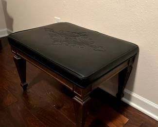 Foot Rest Leather and Wood ottoman