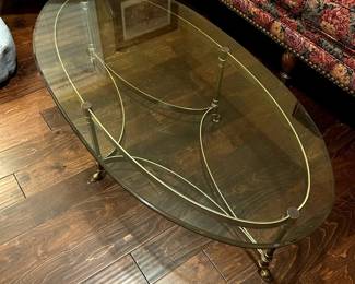 Glass and Brass Coffee Table