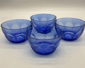 (4) Cobalt Blue Pressed Glass Fruit Bowls