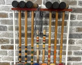 Vintage Croquet Set on Stand