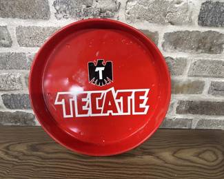 Vintage Red Tin Tecate Beer Tray