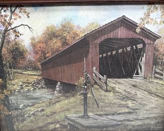 Framed Picture of an Old Covered Bridge